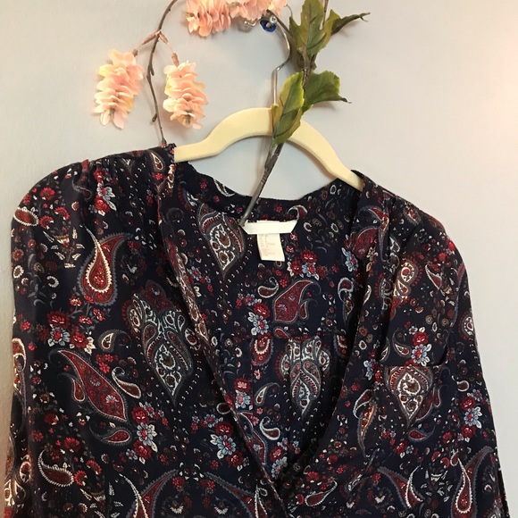 Navy paisley blouse - Picture 2 of 6